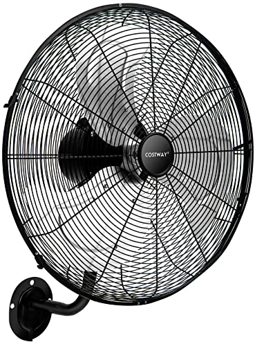 COSTWAY Φ56cm Wand-Ventilator Industriell, Oszillierend Ventilator 3 Stufen für Lager, Treibhaus, Werkstatt, Terrasse und Keller