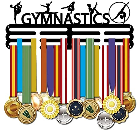 SUPERDANT Gymnastik Medaillenhalter Frauenturnen Medaillenaufhänger | Schwarzes Eisen,Robust,Medaillen Aufbewahrung,40×15cm,Ideale Wanddekoration Für Sportzimmer