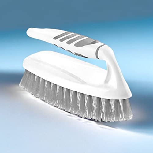 Scrubbing Brush Heavy Duty Iron Shape Scrub With Comfortable Non Slip Grip For Cleaning Surface Floor Kitchen Car Carpet Tiles Household Handy Shower Sink Scrub Brush Three Colors (Grey)
