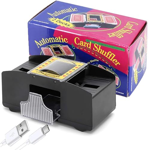 AcpopbM Mélangeur de Cartes Automatique à 2 Plateaux, USB Connexion/4 AA Piles，Mélangeur électronique de Cartes