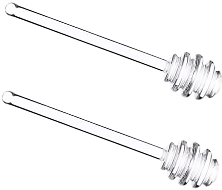Cabilock Unique Glass Honey Stirrers 2pcs Honey Stick for Coffee Milk Sugar Cream Kitchen Accessory
