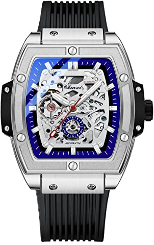 FANMIS Herren Luxus Skelett Automatische Mechanische Armbanduhren Hohl Design Wasserdicht Leuchtende Uhr Selbstaufzug Business Kleid Uhr mit Silikonband