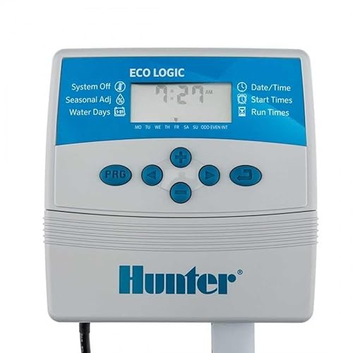 Suinga Programador de riego automático Hunter ELC 6 Zonas de riego, Eco Logic 6 Estaciones Interior, 230 VCA, Blanco