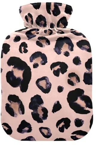 ISAOA Wärmflasche, Wasserfarben, Tier, Schneeleopard, Pink / Beige, Größe S