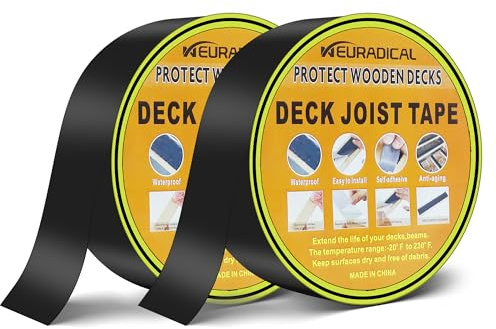 Neuradical 2 Stück Butylband Terrassendielen-Band, wasserdicht, wetterfest, korrosionsbeständig, für Balken und Holzbalken, 5,1 cm x 15,2 m