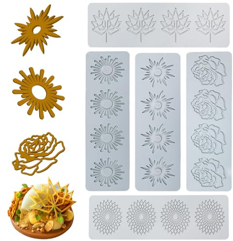 GAESHOW 5 Pezzi Stampi per Fondente in Silicone, Foglie Forma Torta Stampo in Silicone, Stampo per Torta in Pizzo, Decorazione di Dessert, Torte, Cioccolato, Sapone (5)