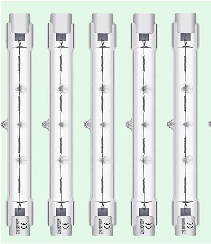 Vinaco 5 Pack 300W Dimmable R7S Halogen Bulbs - 118MM, 2800K Warm White, 5500LM, Long Lifespan for Security Landscape Light