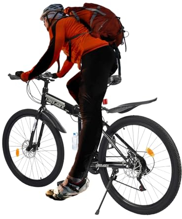 NaMaSyo 26 Zoll 21 Gang Mountainbike MTB Klappbar Fahrrad Scheibenbremse Erwachsenen Schaltung Mountain Bike mit Schutzblechen für Outdoor-Touren Camping Jungen Mädchen Damen Herren