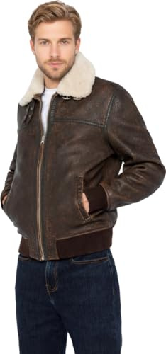 Schott NYC Lcbombardier Giacca in Pelle, Marrone, S Uomo