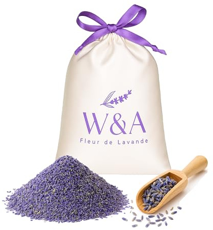 Flores secas de Lavanda a Granel para Armario, antipolillas. Gran bolsita perfumada de cogollos de Lavanda Pura y 100% Natural de Provenza, 200g, Elegante bolsita Made in France