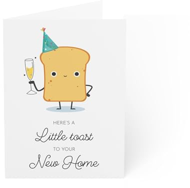 New Home Greeting Card - Toast Illustration - 6 x 8 Inch - Made in UK