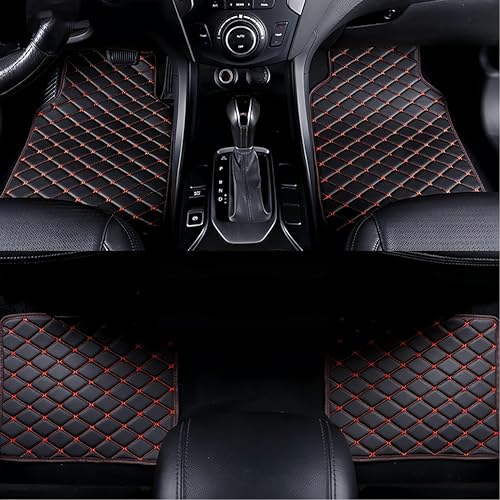 QQLADY Auto Leder FußMatten für MG HS 2018 2019 2020-2024 LHD, Alles Inklusive Allwetter Wasserdicht Antirutsch Auto Fussmatten, Autoteppich FußMatte, Innere Zubehör,D Black+Red