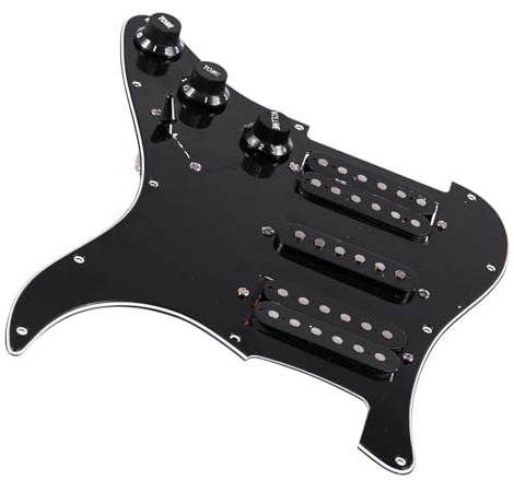 Pickguard Tonabnehmer Set Loaded Vorverdrahtetes Schlagbrett Für E-Gitarre 11-Loch-HSH-Tonabnehmer Vorverdrahtete Magnet-Tonabnehmer Schwarz
