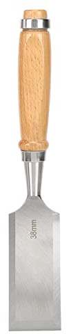 Ciseau à Bois Plat, Outils de Quincaillerie pour le Travail du Bois, Menuiserie, Sculpture, Accessoire Industriel CR V, Lame Biseautée de 38 Mm avec Manche en Bois pour Sculpter