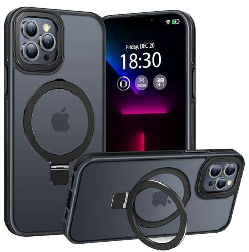 BENTIACC Hülle für iPhone 13 Pro Max mit Magnetische Ständer, Schwarz | Militärschutz Stoßfeste Handyhülle, Anti-Fingerprint Matte, für freihändiges im Video Arbeit