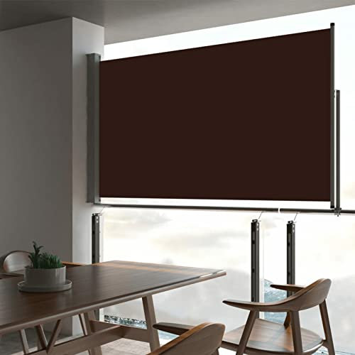 Juroupi Toldo Lateral retráctil para Patio marrón 140x300 cm Jardín Patio Separador Terraza Balcón Pantalla Solar Viento