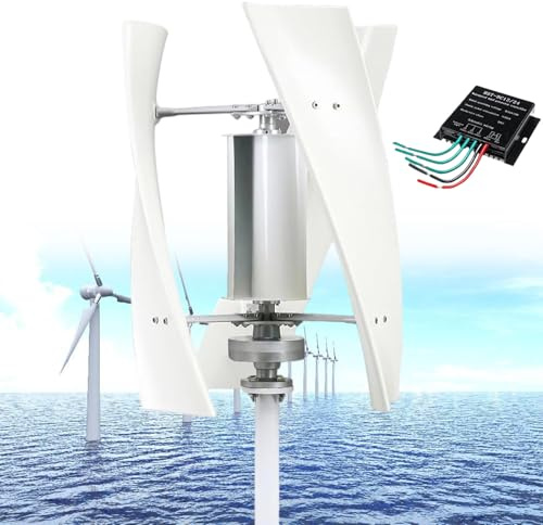 14000W Vindturbingenerator, Vertikal Vindturbin, 3 Blad Lågbrus 12V/24V/48V110V/220V Generator Windmill Generate Turbin Komplett Set för Familj, med Styrenhet,White-12V