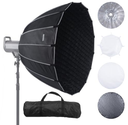VEVOR Softbox Parabolico 33 pollici / 850 mm Sgancio Rapido Piegatura Rapida Leggero Portatile Attacco Bowens Universale, 4 Effetti di Illuminazione, Adatto per Fotografia Studio Fotografico