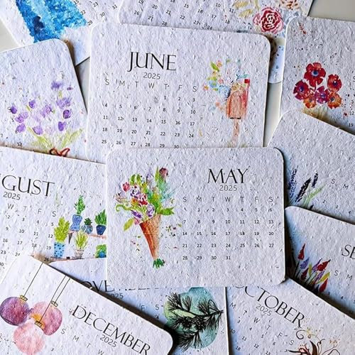 Pflanzbarer Saatkalender 2025, Recyceltem Saatpapier Tischkalender 2025, Tragbare Mini-Kalender 2025 Monatsplaner Geschenke Für Frauen