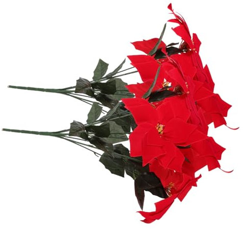 HAWILLOSCH 2stücke Künstliche Weihnachtssterne Rot Simulation Poinsettia Blumen Für Weihnachtsdekoration Tisch Und Raumschmuck Im Büro Und Zuhause