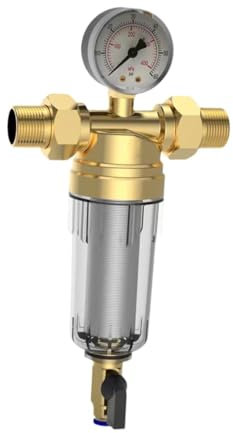 perfk Système -filtration de filtre de lavage à contre-courant, Installation facile, avec jauge, remplace à eau avec régulateur de pression, Point G6