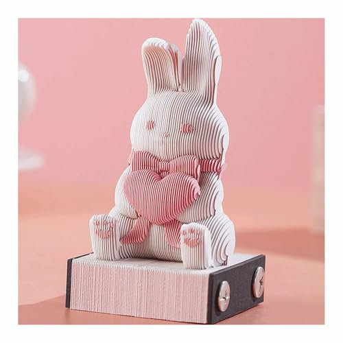 Abreißbarer Kalender 2025, rosa Hasenkalender, Notizblock, Zeitmesser-Kalender 2025, Kunstblöcke, Kalender, 3D-Hasen-Lasergravur, Memo-Block, reißbar, kreative Geschenke, Schreibtischdekoration (160