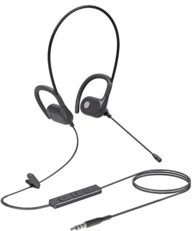 fesoklaf Casque filaire à conduction osseuse, casque ouvert avec microphone réglable à 150 °, avec deux fils de 3,5 mm/Type-C, design crochet d'oreille pour course à pied, cyclisme, entraînement (3,5