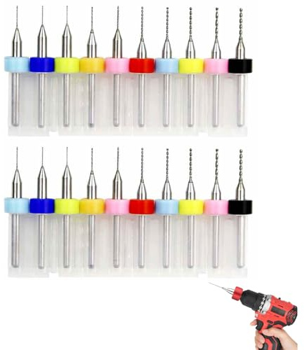 Modellbau Bohrer,20 Stück Mini Bohrerm,Micro Bohrer Set | Wolframstahl Micro Spiralbohrer Pcb Druckplatine Gravierbohrer Bits Set Für Rauen Stein,Schmuck,Gravur,Stanzen(0.1MM-1MM)
