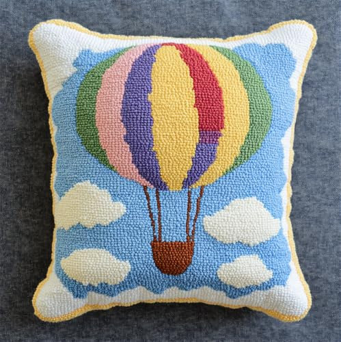 Rqwybcaxn Kit Gancio Di Chiusura, Palloncino Fai Da Te Cuscino Ricamato Del Cuscino Di Tiro Di Copertura,Crochet Kit Per Adulti Bambini Principianti 43 X 43 Cm