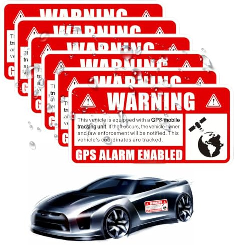 WUSJCOF 6er Set Hinweis-Aufkleber GPS Alarm Tracking System innenklebend Achtung Warnung GPS alarm-gesichert Wohnmobil Wohnwagen (10 x 5 cm)
