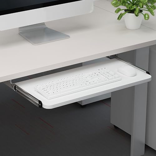 Unikicool Porta Tastiera Estraibile,Vassoio per Tastiera sotto La Scrivania,Porta Tastiera,Supporto Porta Tastiera Estraibile con Ripiano,Cassettie Alloggiamenti per Tastiera,per Digitazione