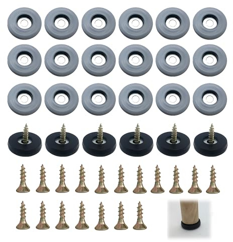 24 Piezas Deslizadores de Teflón para Atornillar, Ø22mm Almohadillas de Teflón para Muebles con Tornillos Deslizadores de Muebles para Atornillar para Azulejos Mueble Sillas Suelos