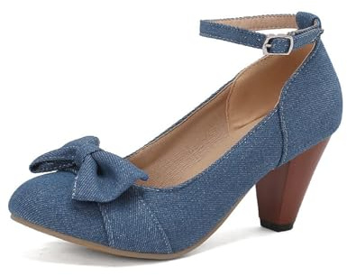 Damskor med klack för Dirndl och festligheter eleganta pumps med bekväm passform festliga dampumps med fashionabla detaljer, Bu1, 42 EU