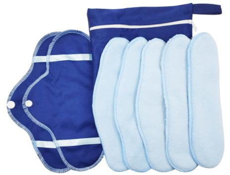 BAZEITFLOW 8 Stück Waschbare Damenbinden aus Polyester mit Starker Saugfähigkeit und Wiederverwendbar Inklusive Reißverschluss Tasche für Unterwegs während Menstruation