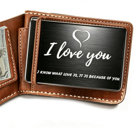 Personalisierte Brieftaschen-Einsteckkarte mit Fototext-Gravur, Love Mini-Liebesbrief, individuelles verspiegeltes und gebürstetes Visitenkartenetui, Geschenk für Paare, Ehemann (Black-love-1PC)