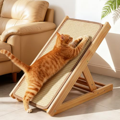 Kratzbrett Katze – Verstellbares & faltbares Kratzmöbel,50x28,5cm aus stabilem Holz – Kratzzeug zum Schutz von Möbeln