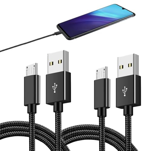2 Pcs Câble Micro USB 1M,Chargeur Micro USB 3A Charge Rapide,Compatible avec Manette PS 4 PS4 Pro PS4 Slim Xbox One Xbox One S pour Android Samsung Galaxy S7 S6 Edge J7 J5 J3, Redmi Note 5,Kindle
