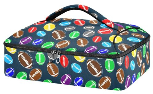 JUMBEAR Colored Rugby Insulated Casserole Carrier for Hot or Cold Food, Lasagna Holder Tote for Potluck Parties, Picnic, Beach, Fits 9x13 Baking Dish