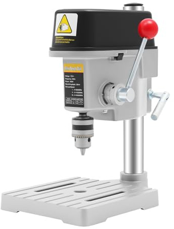 Mini Benchtop Drill Press with Variable Speed, 3-Speed & 110V, Cast Iron Construction, Low Noise Precision Drilling Machine for Wood, Metal, DIY Jewelry Crafts