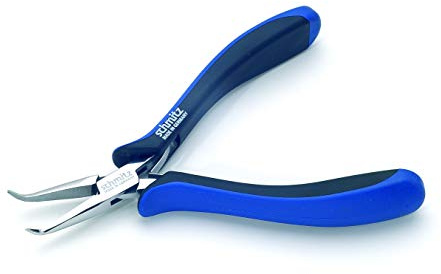 Spitzzange 140mm - schmitz 4206HS22 - nahe der Spitze gebogene Greif-Backen mit Verzahnung - ESD/EGB Sicher Ableitend - Durchgestecktes Zangengelenk für den Profi - Made in Germany - Solingen
