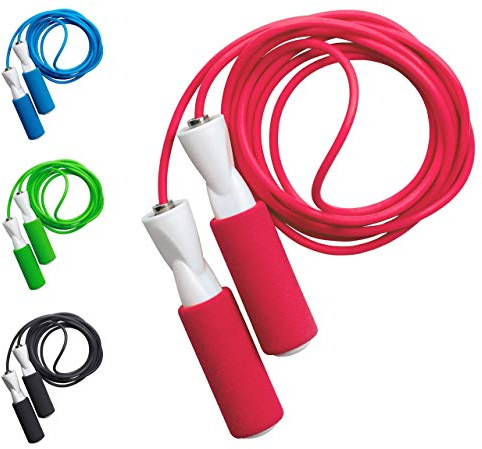 JUMP ROPE Profi Springseil mit Qualitäts Kugellager, Länge einstellbar für Kinder und Erwachsene, Speed Rope mit Tasche, rot weiß