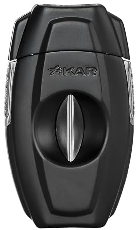 Xikar VX2 - Cortador de puros de corte en V negro con cuchillas de acero inoxidable y bloqueo seguro, clips de hasta 70 cigarros de calibre de anillo | 64 RG Bowl corte en V profundo con resorte |