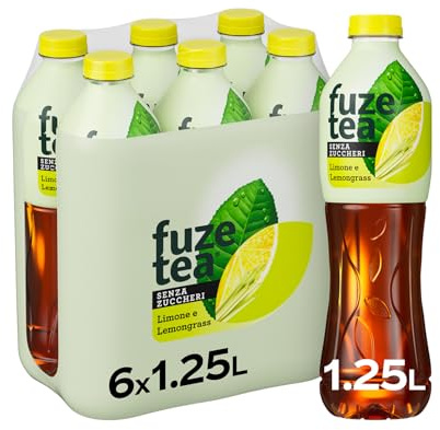 Fuze Tea, Bevanda Rinfrescante Analcolica di Té al Gusto Limone e Citronella, Senza Zuccheri - 6 Bottiglie da 1.25 ml