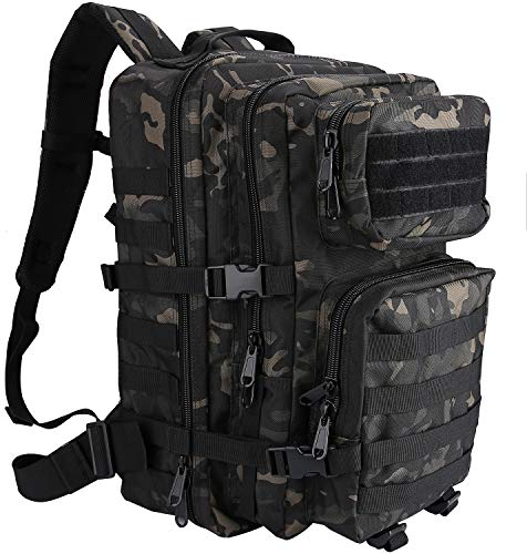 ProCase 40L Militär Taktische Rucksack, Große Kapazität 3 Tage Armee Assault Pack Bag Go Bag Rucksack für Wandern Jagd, Trekking und Camping und andere Outdoor Aktivitäten -Camoblack