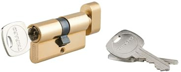 THIRARD - Cilindro di Serratura a Pomello 5G STD Emergenza - Ottone - Sicurezza Anti-Strappo, Anti-Trapano - 30B x 30 mm - Giallo/Dorato - Con 3 Chiavi Dentate