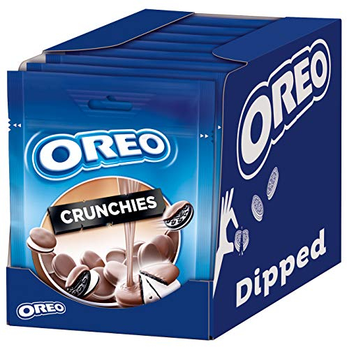 OREO Crunchies Dipped – Knusprige Mini-Kakaokekse mit Crèmefüllung mit Vanillegeschmack, umhüllt von zarter Milchschokolade – 8 x 110g