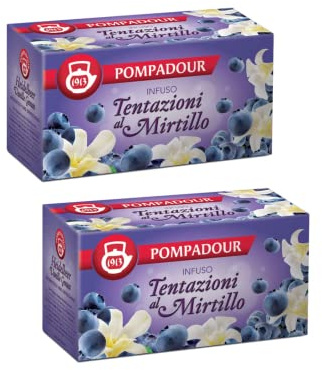 Pompadour 1913 | Infuso Tentazioni al Mirtillo | Mirtilli Neri & Vaniglia per Infuso | Tisana Senza Caffeina - 2 x 20 Bustine di Tè (120 Gr)