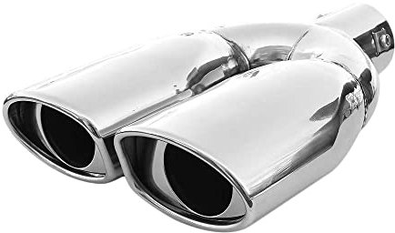 Doppel Auspuffblende Endrohr Endstuck Auspuff Blende Schalldampf Sportauspuff Universell Schalldampf Sport Tuning Optik Edelstahl bis 55mm Chrom AutoHobby