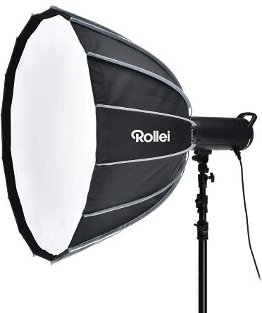 Rollei Profi klick Deep Softbox mit Grid 90 cm Soft-Box für die Studio- Protrait und Akt- Fotografie in Schwarz mit silbernen Inlay.