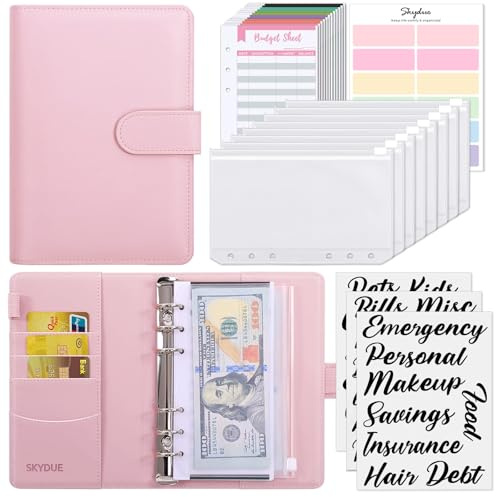 SKYDUE Budget Binder, Money Saving Binder with Zipper Envelopes, Cash Envelopes and Expense Budget Sheets for Budgeting